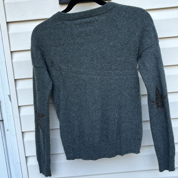 ZADIG & VOLTAIRE LADIES GRAY CASHMERE CICI PATCH METALLIC ELBOW STARS-XS - Picture 8 of 14